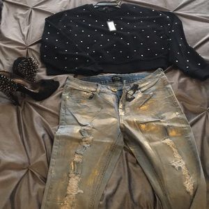 Black studded top dress up or down